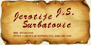 Jerotije Šurbatović vizit kartica